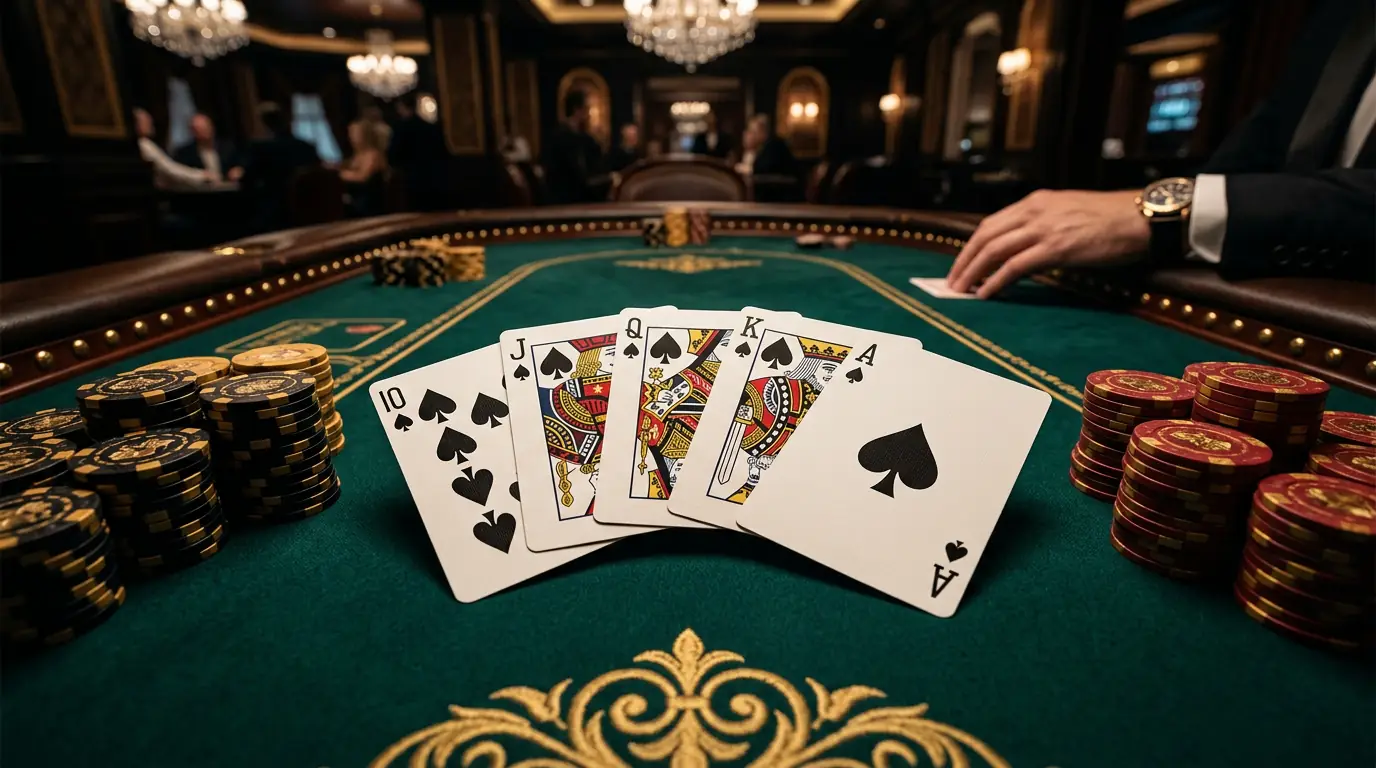 APS Poker – Texas Hold'em Tournament Professional Texas Hold'em poker tournament table at APS Poker in Lake Macquarie, showing cards, chips, and a felt-top competition table